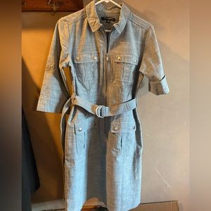 Sharagano Textured Chambray Light Jean Colored Dress